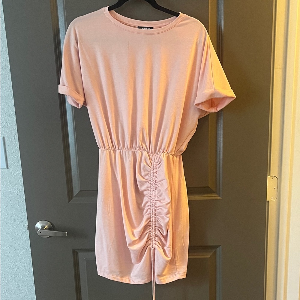 Express Blush Pink Gathered Mini Dress